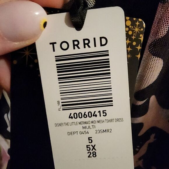 5X 28W Torrid Black Disney Little Mermaid Midi Mesh T Shirt Dress Princess paste - Picture 11 of 11